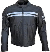 Classyak Motorcycle Leather Jacket, Perforated Panels & Protection